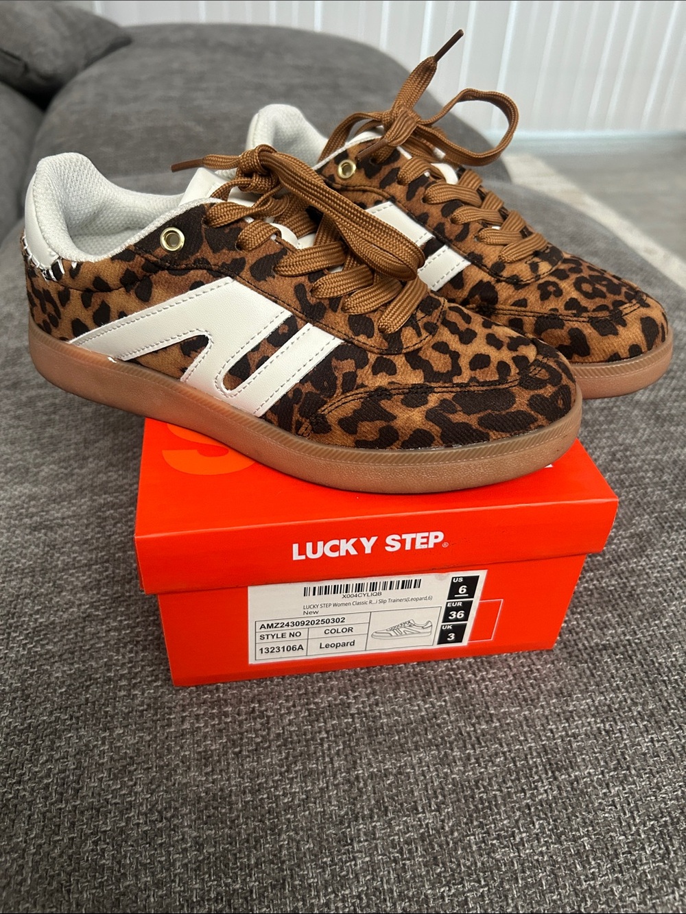 Lucky Step Leopard Print Casual Sneakers - Brown